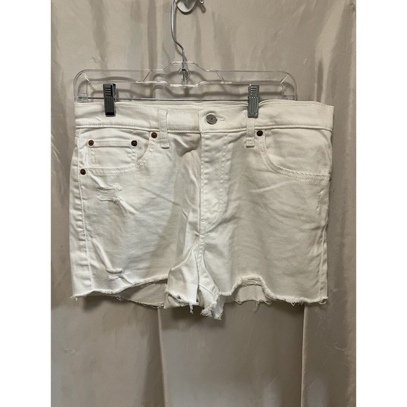 Pants - Levi's Women's High Rise White Distressed Shorts Size 31 W Excellent Condition